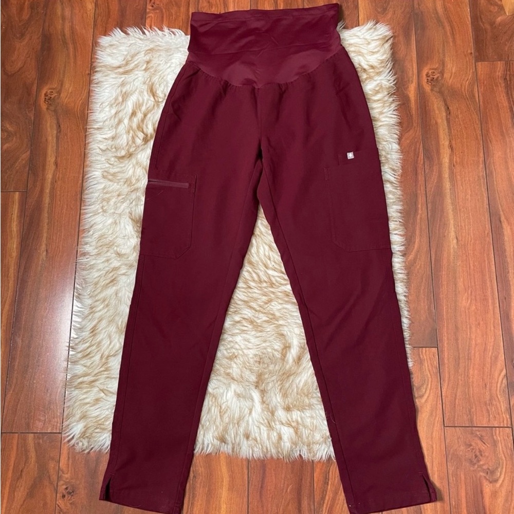 Figs Women's Maternity Burgundy Straight Leg Scrub Pants
